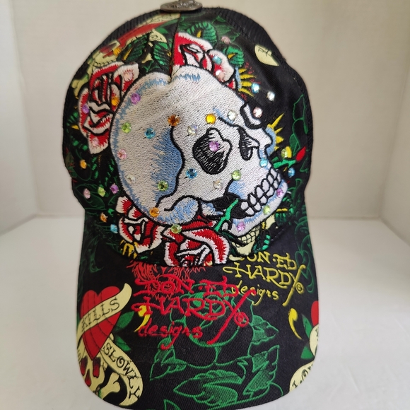 Ed Hardy Love Kills Slowly Hat VGC Adjustable by C. Audigier - Picture 1 of 11